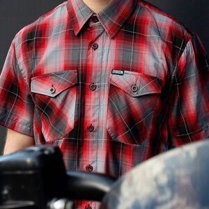 5X - Dixxon Flannel Company The Anderson Bamboo Short Sleeve Black/Red Pockets